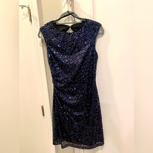 Midnight blue sparkly sequin dress